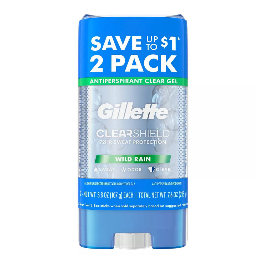 Gillette Wild Rain Clear Gel Mens Antiperspirant & Deodorant, 3.8 Oz